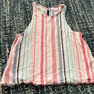 white pink blue green stripe tank